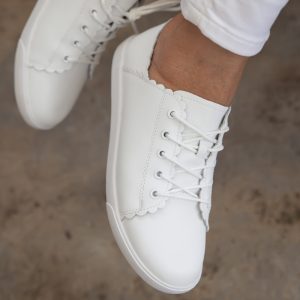 Julz Chloe Scalloped Edge Leather Lace-up Sneaker