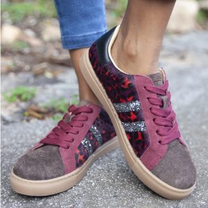 Julz Palermo Leather Snekaers with Animal Prints